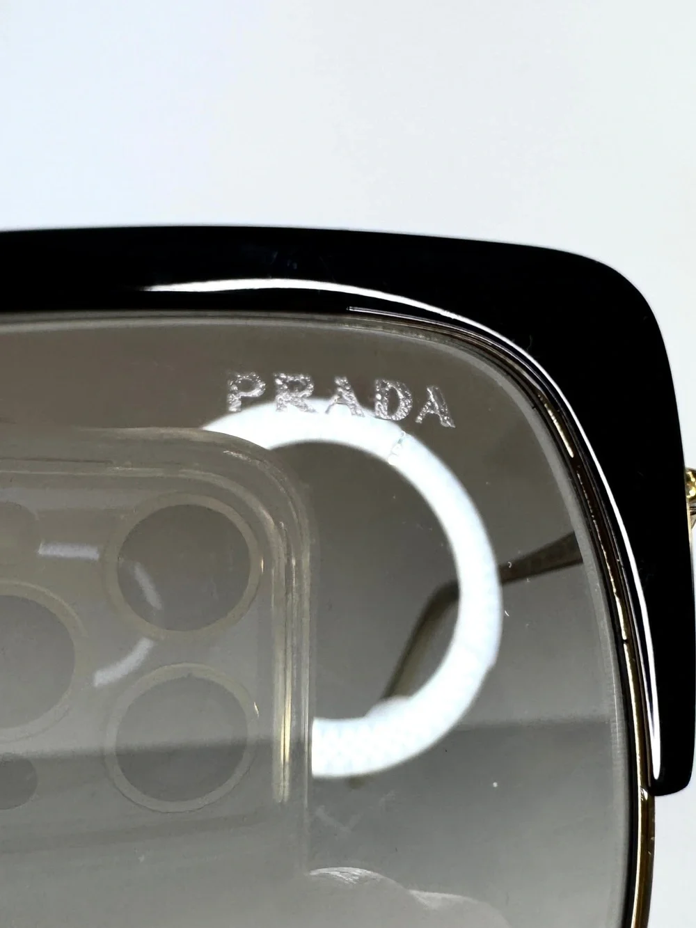 PRADA SPR54V Pilot Rectangle Sunglasses Made In Italy Pale Gold Black